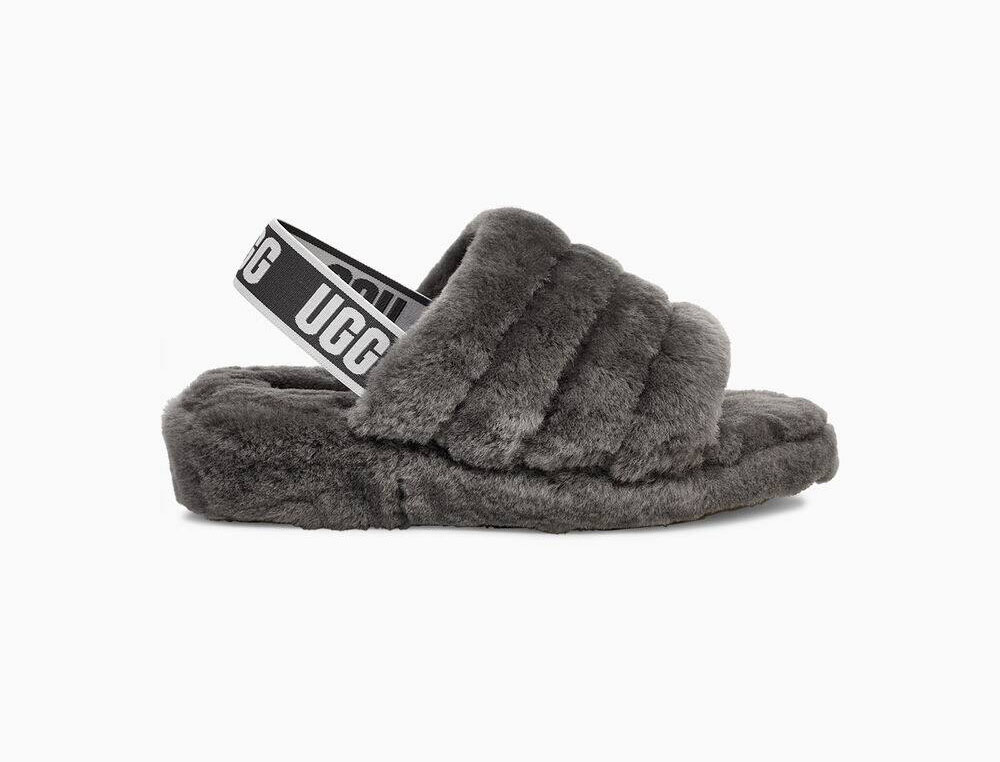 UGG Fluff Yeah Slide Tofflor Dam Charcoal/MörkGrå - OS9GW